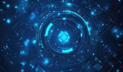 Futuristic blue glowing technology HUD interface.