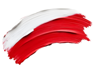 Abstract Brushstroke Illustration with Red and White Paint on a Transparent Background