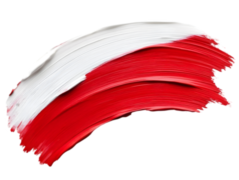 Abstract Brushstroke Illustration with Red and White Paint on a Transparent Background