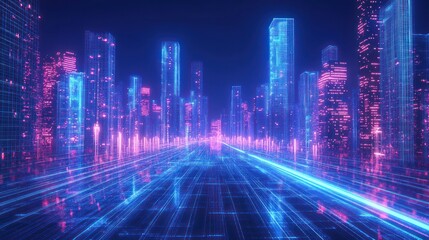 Neon Cityscape: A Futuristic Metropolis at Night