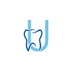 Tooth And Initial Letter U Logo Design 005