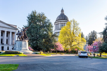 Park area near State of Washington Capitol building in Olympia, WA