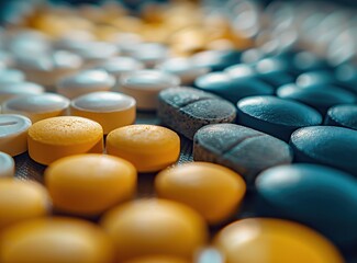Colorful Pills and Tablets in Focus