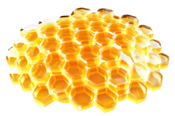 3D Render Of Isolated Honeycomb Structure With Hexagonal Cells And Yellow Lighting