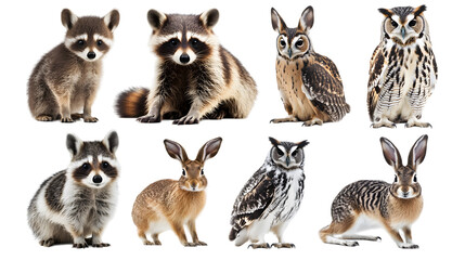 Naklejka premium A collection of wild animals on white background 