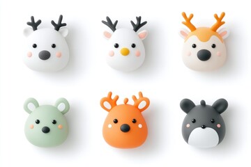 Obraz premium Cute animal heads in pastel colors
