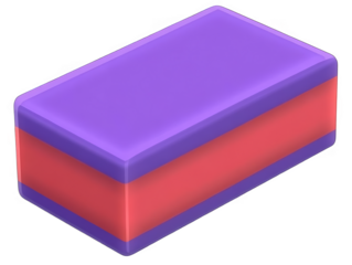 Abstract 3D Illustration Of Purple And Red Geometric Block Isolated Background