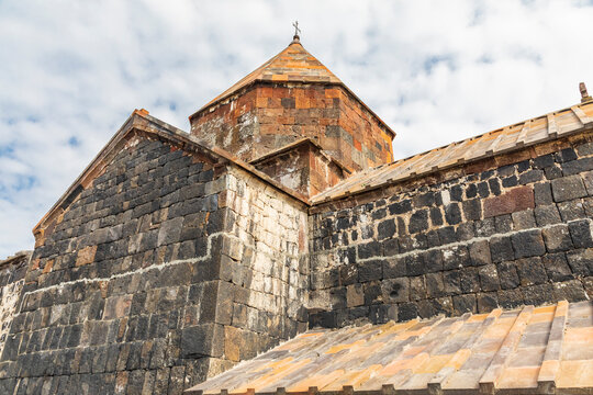 Western Asia, Eurasia, South Caucasus, Republic of Armenia. Sevan. The church of Surp Arakelots at the Sevanavank Monastery complex on Lake Sevan.