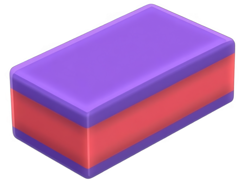 Abstract 3D Illustration Of Purple And Red Geometric Block Isolated Background