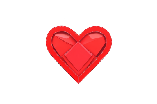 Abstract 3D Red Heart Shape Isolated On Transparent Background Photo - Powered by Adobe