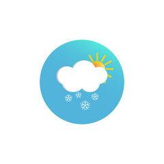 Mixed weather icon. Sun cloud snow. Blue background vector. Seasonal forecast symbol.