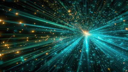 Fototapeta premium Abstract Space with Light Rays and Glittering Dust