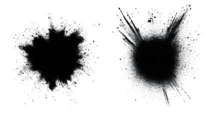 Abstract Smoke Explosion Graphic Illustration with Black and White Shapes on Transparent Background