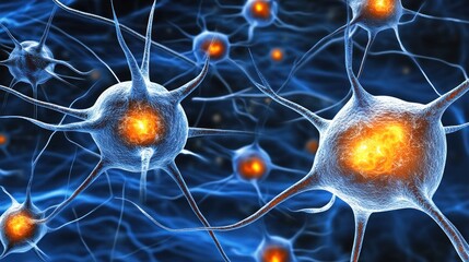 Detailed view of interconnected neurons in the brain.