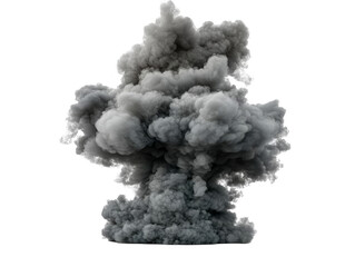 Abstract Illustration Of A Large Gray Smoke Explosion on Transparent Background