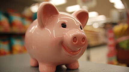Obraz premium Piggy bank in supermarket