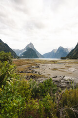 mountain landscape with lake and mountains in New Zealand