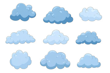 Cartoon Clouds Set on Transparent Background for Illustration Design