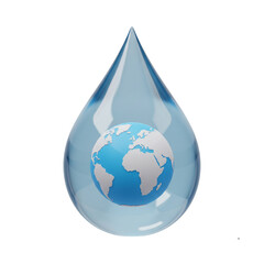 Obraz premium 3D Water Drop Encasing Earth Globe Hydration Environment Fresh Water Resource Liquid Planet Conservation