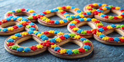 Autism Awareness Food Photography: Colorful Infinity Symbol Shaped Cookies