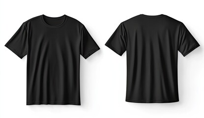 Black t-shirt mockup, front and back view, isolated on white. (2)