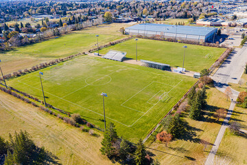 Large field with a soccer field in the middle