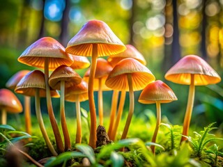 Fototapeta premium Candid Close-Up of Panaeolus Foenisecii Mushrooms in Natural Habitat