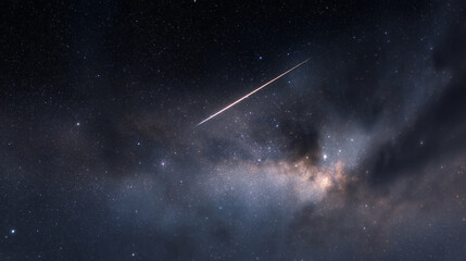 Shooting star in night sky milky way galaxy cosmic background astronomy meteor shower space wallpaper 4k hd