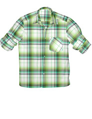 A checkered plaid shirt, a casual cotton garment with sleeves, isolated on white