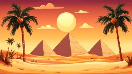 Sunset over the Pyramids of Giza: A serene Egyptian evening