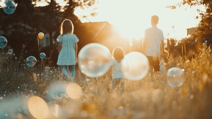 Sunset Family Stroll: A Golden Hour Adventure in Nature's Embrace