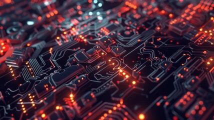 Obraz premium This abstract image showcases a vibrant circuit design, highlighting the intricacies of artificial intelligence technology. Perfect for digital art and tech-focused projects.