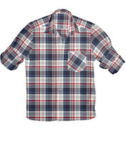 A checkered plaid shirt, a casual cotton garment with sleeves, isolated on white