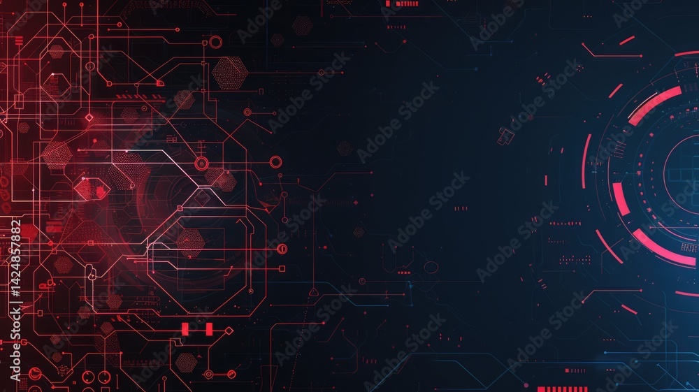 Poster this minimalistic sci-fi background features intricate digital patterns and vibrant colors. ideal fo
