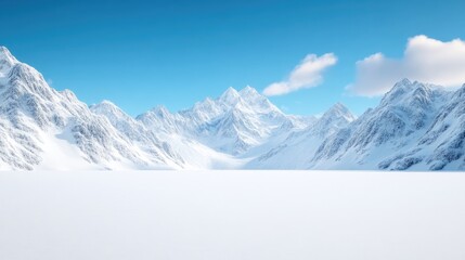 Snowy mountain range, pristine white landscape