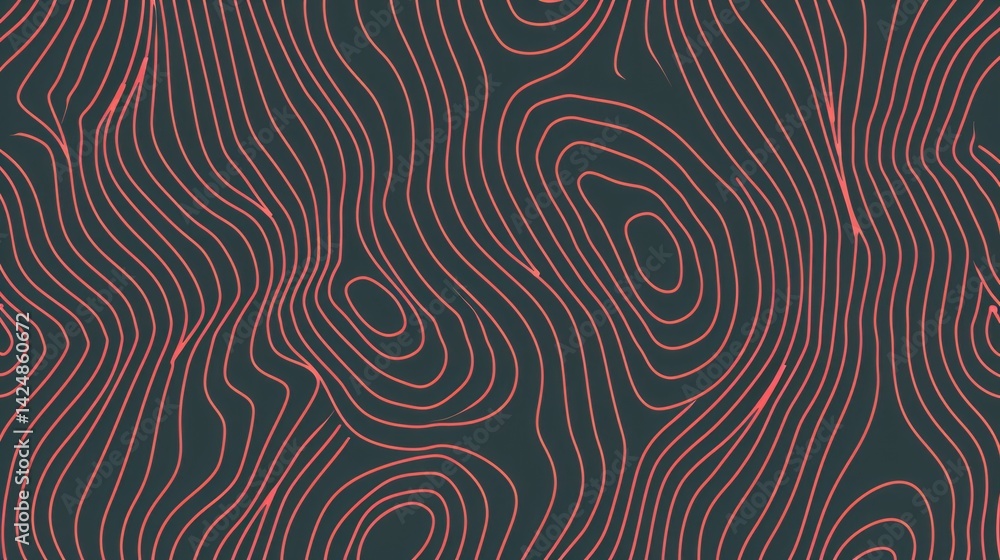 Poster abstract red and orange wavy lines on a dark background. digital art for vibrant and modern design. 