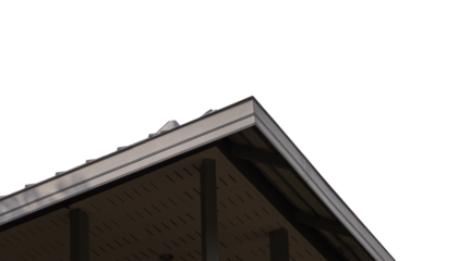 Background, Diagonal architecture of eaves, shop, parking lot. House construction pattern, garage and with copy space, isolated