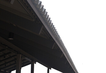 Fototapeta premium Background, Diagonal architecture of eaves, shop, parking lot. House construction pattern, garage and with copy space, isolated