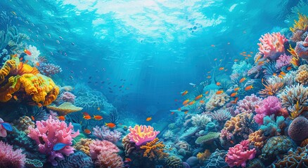 Fototapeta premium Vibrant Underwater Coral Reef Ecosystem