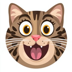 Fototapeta premium Cartoon illustration of a tabby cat with a playful and exaggerated expression