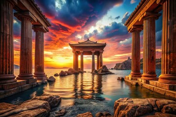 Dramatic Architectural Photography: Crossing the Red Sea,  Ancient Pillars and a Parting Waterscape
