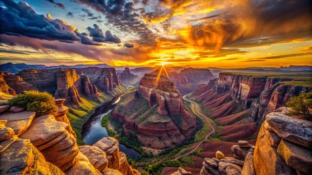 Dramatic Sunset Landscape with Corbatas Rock Formations