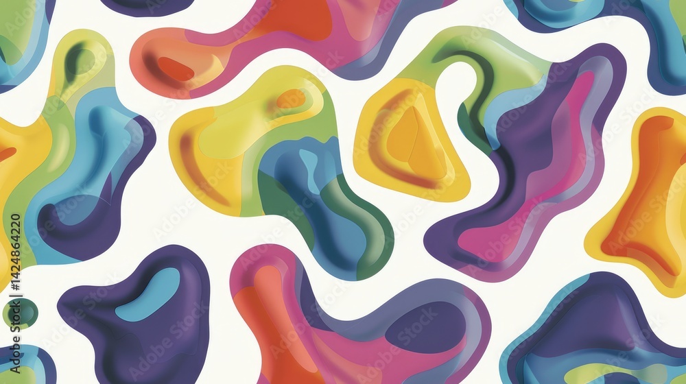 Poster colorful abstract shapes in a fluid pattern. background image of colorful liquid pattern with white 