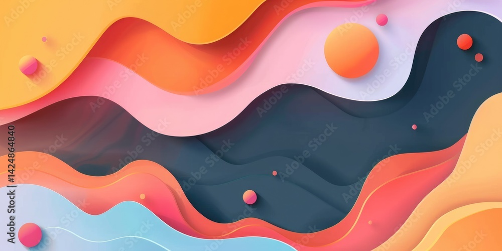 Poster abstract art of wave pattern in multicolored gradient. background image of digital wave floating wit