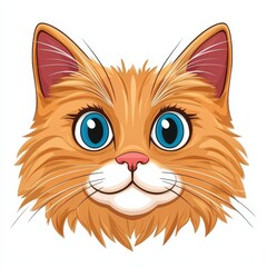 Fototapeta premium Close-up illustration of a relaxed cat with orange fur, blue eyes, and pink nose