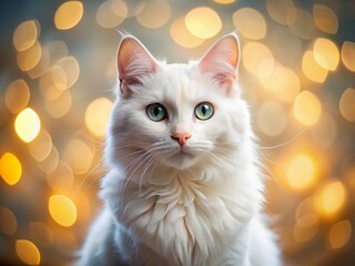 Elegant White Cat Portrait: Pure, Serene, Feline Beauty