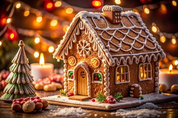 Enchanted Gingerbread House: Festive Holiday Architectural Detail