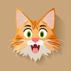 Obraz premium Cartoon illustration of an orange cat with a white muzzle and bright green eyes