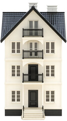 Obraz premium Detailed White Wooden House with Black Accents on Transparent Background