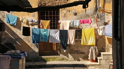 Laundry Hanging in a Narrow Italian Alleyway